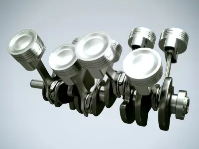 Animated V8 Engine Cylinders 3D model