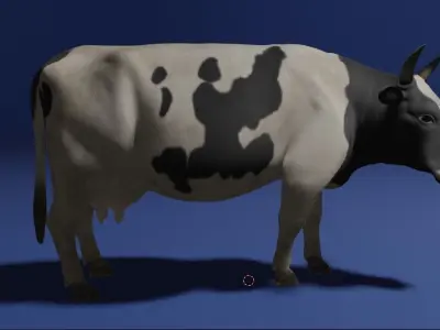 Cow 3D model with Fur Texture 3D model