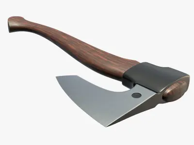 stylized war axe with wooden handle 3D model