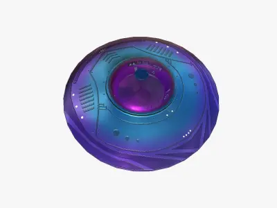 Alien Spaceship UFO B04 Purple Blue - Sci Fi Spacecraft Design Low-poly 3D model