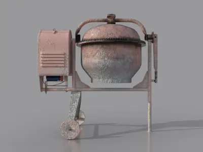 Worn Concrete Mixer low poly Low-poly 3D model