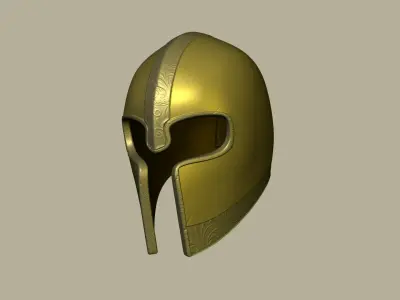 Golden Crusader Helmet - Character Design Low-poly 3D model