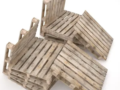 European pallets collection Low-poly 3D model