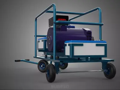 WHEELED UTILITY CART ENGINE TWIN BATTERY POWER BANKS GENERATOR 3D model