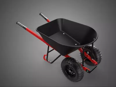 DUAL 2 DOUBLE TWO TIRE WHEEL WHEELED WHEELBARROW TROLLEY CART 3D model