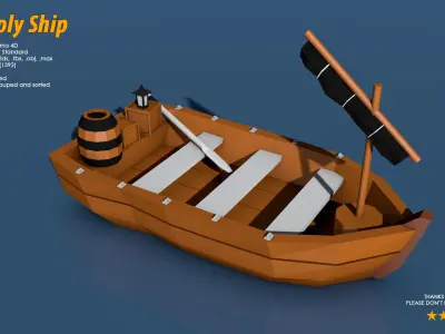 Low Poly Ship Pack Low-poly 3D model