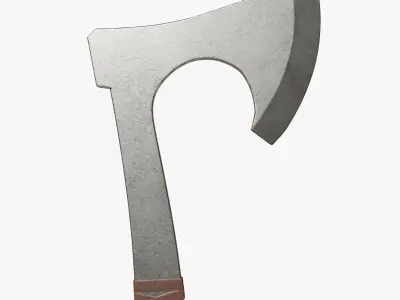 Steel axe with leather wrapping Low-poly 3D model