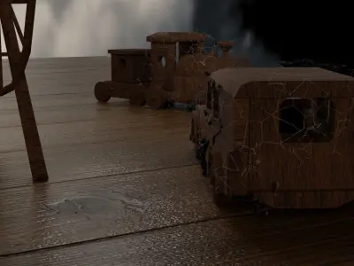 abandoned wooden toys Low-poly 3D model