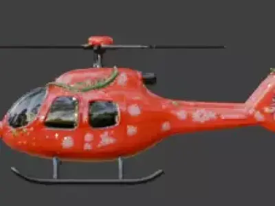 Stylized Christmas Helicopter 3D Model Low-poly 3D model purchase