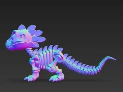 Mechanical Articulated Cute Baby Dinosaur Skeleton 3D print model purchase