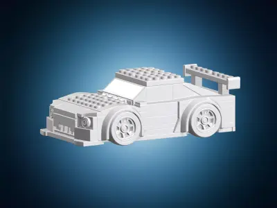 Brick Style Race Car 3D Print Model 3D print model