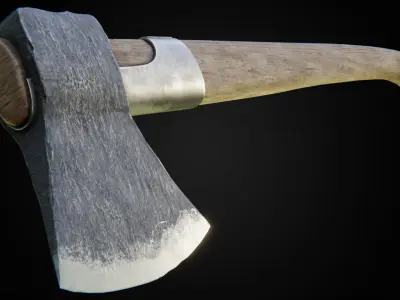 Woodcutters axe Low-poly 3D model