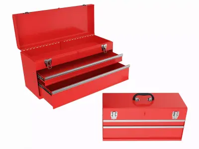Portable toolbox chest with carrying handle set 3D model