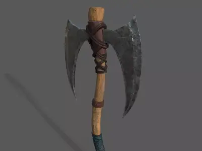 Viking Bearded - Battle Axe - PBR Low-poly 3D model