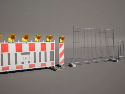 Construction Site Barrier and Fence Pack 3D model