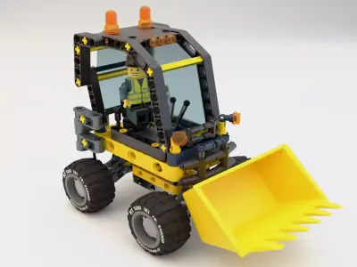 Lego Bulldozer and worker Tim 3D model