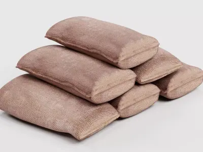 Jute Sacks Stack - Burlap Bags Pile 3D model