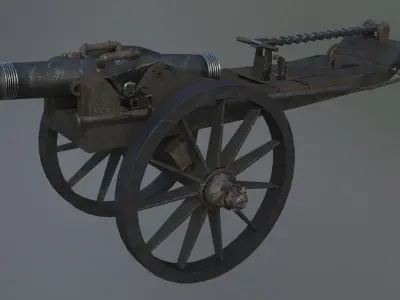 cannon cartoon military rigged model 3D model