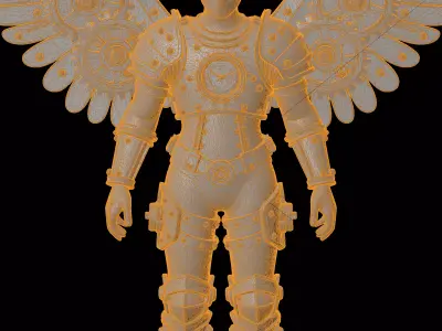 Mechanical Angel with Gear Shaped Wings 3D Print Model 3D print model