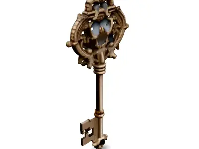 Ornate Antique Golden Key 3D Model Low-poly 3D model