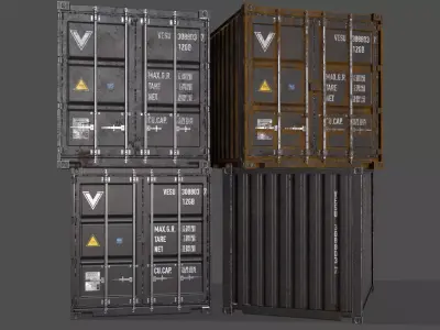 PBR 10 ft Storage Container - Black Low-poly 3D model