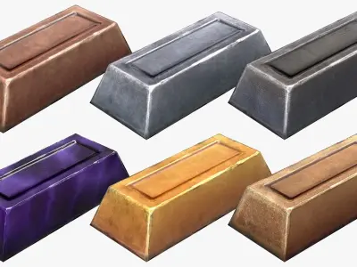 Stylized Ingots Pack Low-poly 3D model