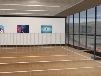 Indoor badminton court 3D model