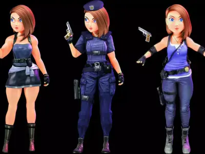 jill valentine disney toon ALL VERSIONS Low-poly 3D model