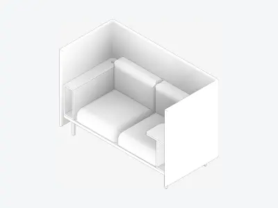 Sofa - Contemporary - Flame - Armrest Shelf - Left Work Shelf Low-poly 3D model