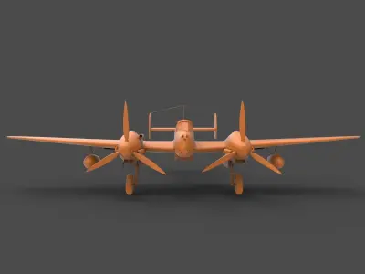 BF110G2 orange propeller plane 3D print model