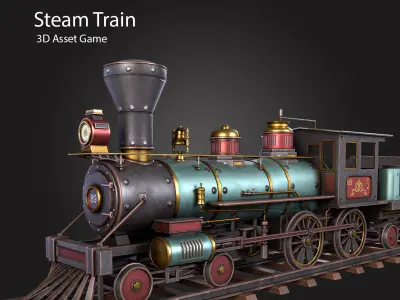 Steam Train Low-poly 3D model purchase