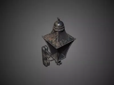 Old Wallmounted Industrial Lantern Prop Low-poly 3D model