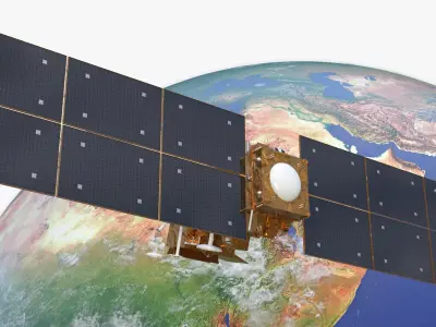 Space Satellite with Planet Earth 3D model