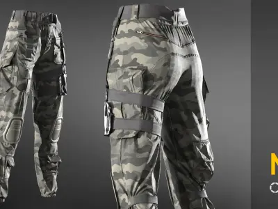 Military trousers - pants  Marvelous designer project and OBJ 3D model
