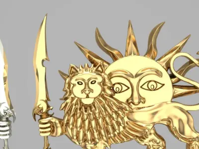 pahlavi dynasty very simple shir va khorshid 3D print model