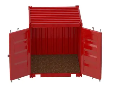 8ft Shipping Container Red 3D model
