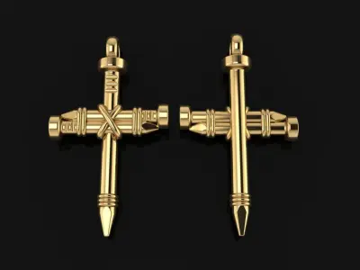 Rustic style Nail Cross Pendant Large Size 3D print model