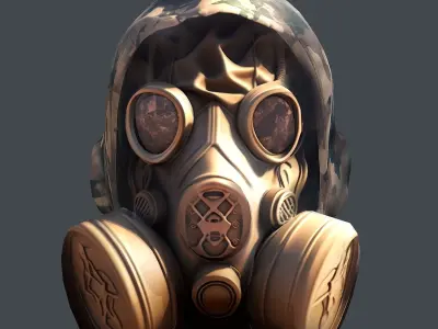 Gas mask helmet 3d model military combat Low-poly 3D model  Low-poly 3D model