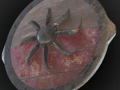 Viking shield Low-poly 3D model 40