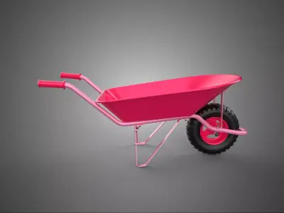 PINK WAGON TOY WHEELBARROW CART LITTLE KID CHILDREN GARDEN TOYS 3D model