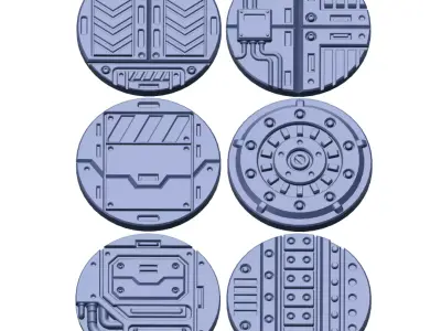 Sci-Fi Grated Floor Base Toppers 32mm Round Bases 3D print model purchase