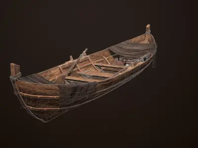 Old Rowboat Low-poly 3D model