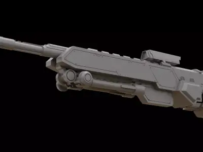 Mecha hard surface sniper rifle 3D model purchase