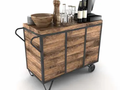 Red Industrial Metal Cupboard waiter station loft style 3d model 3D model