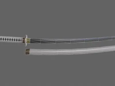 PBR Katana Japanese Sword White V2 Low-poly 3D model