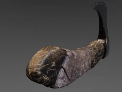 Bearded Hatchet - Damascus Steel Low-poly 3D model