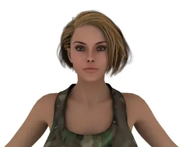 Realistic girl military dress model 3D model