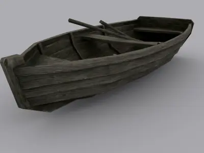 Low-poly Wooden Boat Low-poly 3D model
