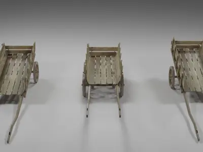 Wooden Cart Free low-poly 3D model purchase