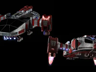 Spacecraft with Thrusters 3D model